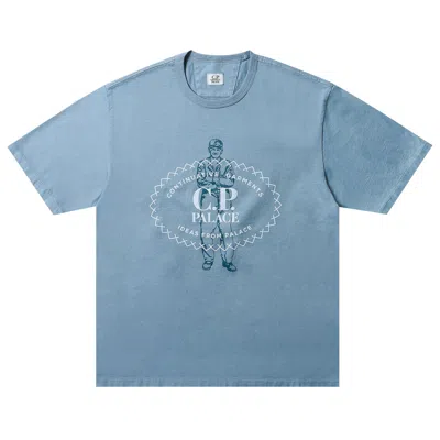 Pre-owned Palace X C.p. Company Mercerized Jersey 30/2 Twisted T-shirt 'blue' | Men's Size M