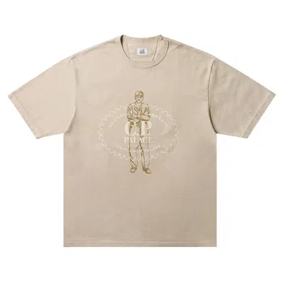 Pre-owned Palace X C.p. Company Mercerized Jersey 30/2 Twisted T-shirt 'stone' | Grey | Men's Size M