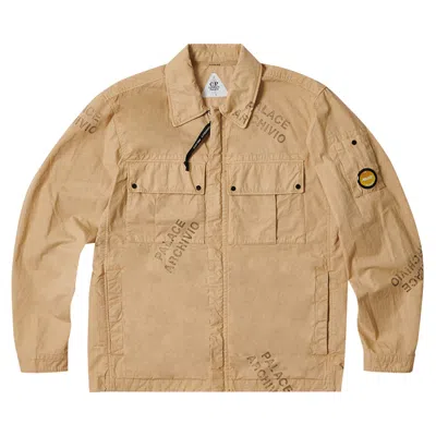 Pre-owned Palace X C.p. Company Washed Cotton Shirt Jacket 'stone' | Tan | Men's Size M In Brown