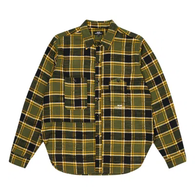 Pre-owned Palace X Engineered Garments Panel Check Work Shirt 'olive' | Green | Men's Size L