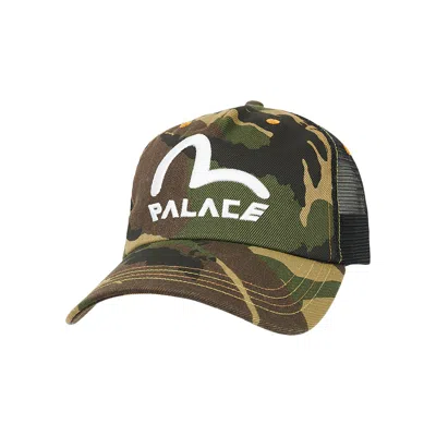 Pre-owned Palace X Evisu Denim And Mesh Trucker 'camo' In Multi-color
