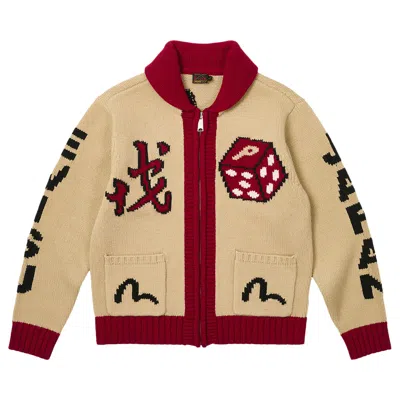 Pre-owned Palace X Evisu Dice Cowichan Knit 'cream'