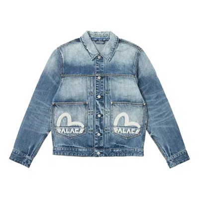 Palace X Evisu Dice Denim Jacket 'light Wash' In Blue