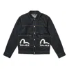 Palace X Evisu Dice Denim Jacket 'raw' In Black