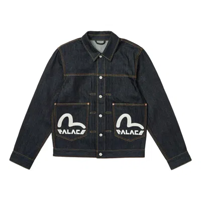 Palace X Evisu Dice Denim Jacket 'raw' In Black