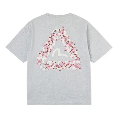 Palace X Evisu Heavy Wash T Shirt 'grey Marl' In Gray