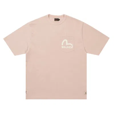 Pre-owned Palace X Evisu Heavy Wash T-shirt 'misty Pink' | Men's Size L