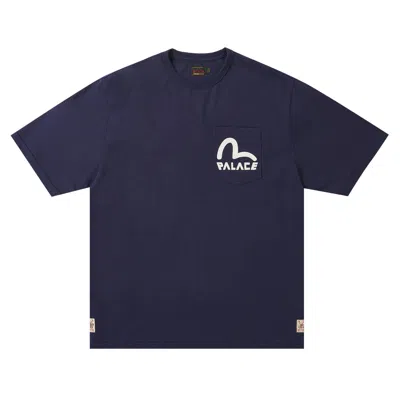 Pre-owned Palace X Evisu Heavy Wash T-shirt 'navy' | Blue | Men's Size M
