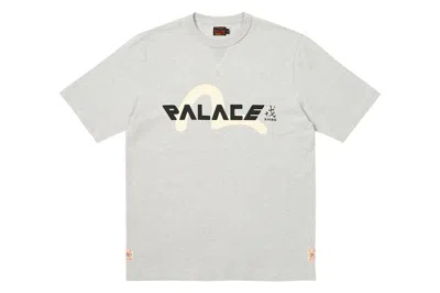 Pre-owned Palace X Evisu Logo T-shirt Grey Marl