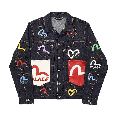 Pre-owned Palace X Evisu Multi Pocket Jacket 'ingido' In Blue