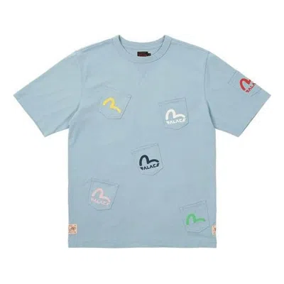 Palace X Evisu Multi Pocket T-shirt Dusty Blue Logo T-shirt 'blue'