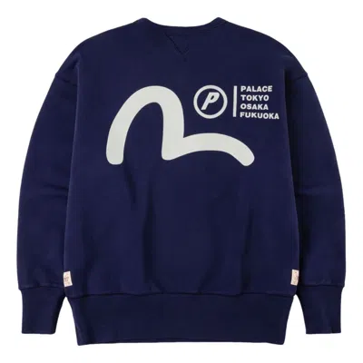 Palace X Evisu Multi-city Seagull Logo Sweatshirt 'navy' In Blue