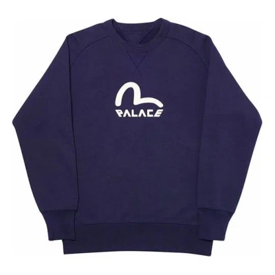 Palace X Evisu Reversible Crew Logo Crewneck Blue