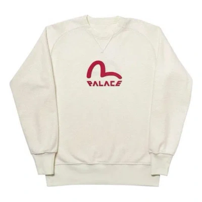 Palace X Evisu Reversible Crew Logo Crewneck White In Neutral