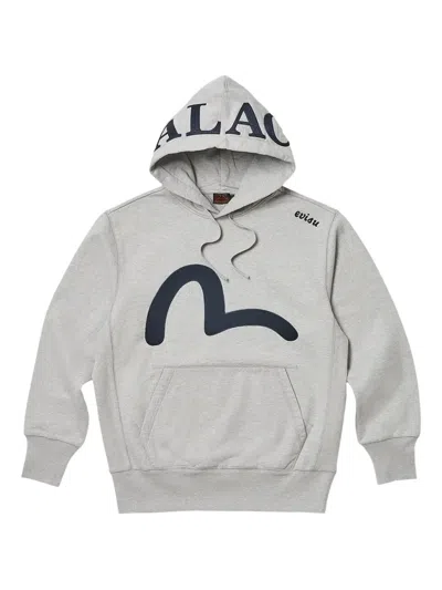 Palace X Evisu Seagull Hoodie In Silver