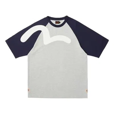 Palace X Evisu Seagull Raglan T-shirt 'grey Marl' In Gray
