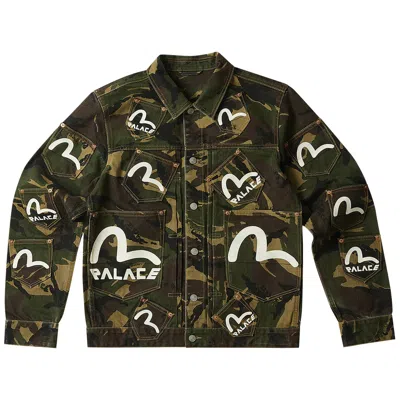 Pre-owned Palace X Evisu Type One Denim Jacket 'camo' In Multi-color