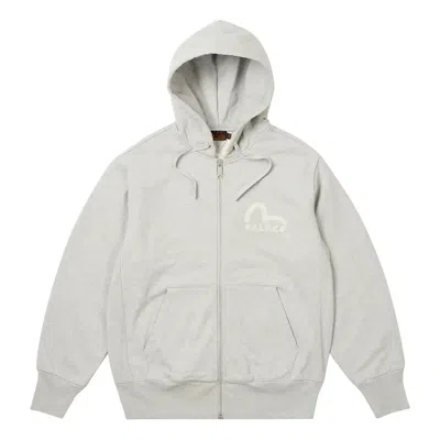 Palace X Evisu Zip Hoody Jacket 'grey Marl' In Gray