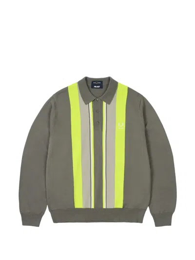 Palace X Fred Perry Long-sleeve Knitted Sweater In Gray