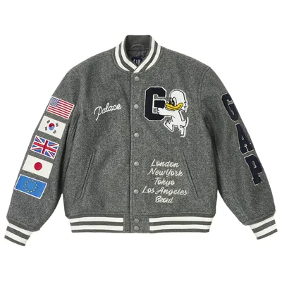 Pre-owned Palace X Gap Kids Varsity Jacket 'grey' | Kid's Size M