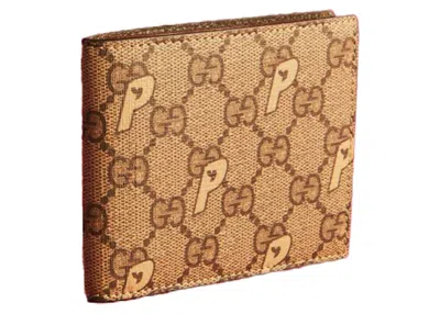 Pre-owned Palace X Gucci Ggp Bifold Wallet In Beige