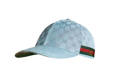 Pre-owned Palace X Gucci Ggp Canvas Baseball Hat In Pale Blue