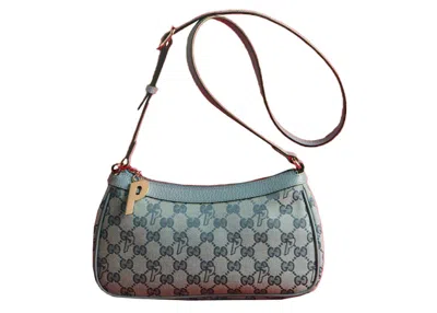 Pre-owned Palace X Gucci Ggp Canvas Halfmoon Mini Bag In Pale Blue