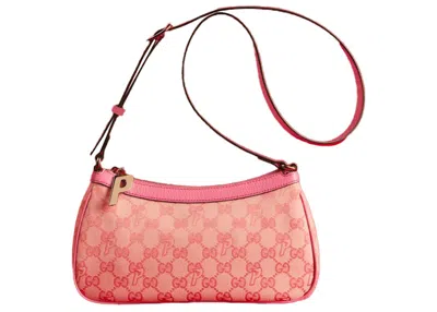 Pre-owned Palace X Gucci Ggp Canvas Halfmoon Mini Bag In Pale Pink