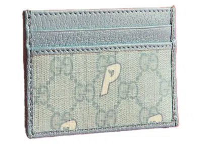 Pre-owned Palace X Gucci Ggp Supreme Card Case In Pale Blue