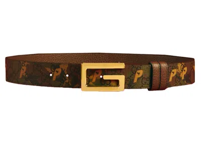 Pre-owned Palace X Gucci Ggp Supreme G Square Buckle Reversible Belt In Camouflage/brown