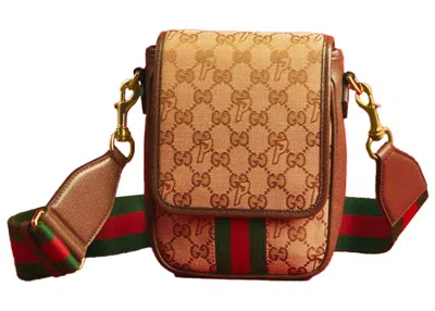 Pre-owned Palace X Gucci Web Canvas Ggp Messenger Bag In Beige