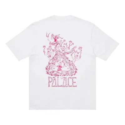 Palace X Lotties Crossover Dragon Alphabet Pattern Short Sleeve Unisex White