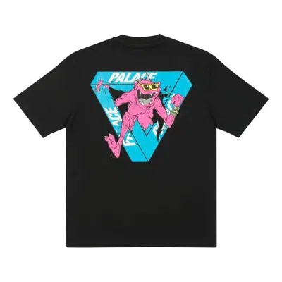 Palace X M-zone Crossover Small Tri-ferg Pattern Cartoon Short Sleeve Unisex Black