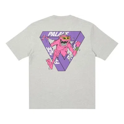 Palace X M-zone Crossover Small Tri-ferg Pattern Cartoon Short Sleeve Unisex Gray