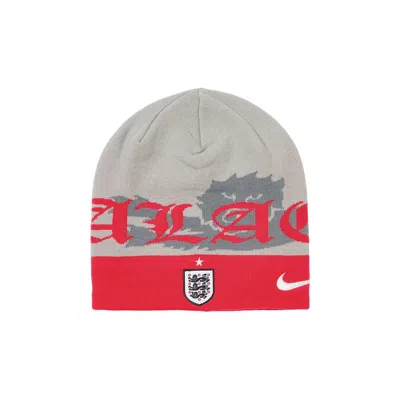 Pre-owned Palace X Nike England Uncuffed Beanie 'pewter Grey/cool Grey/bright Crimson' | Men's Size Onesize