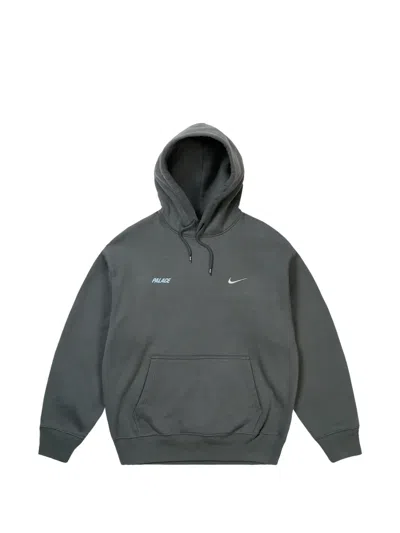 Palace X Nike Logo-print Hoodie In Gray