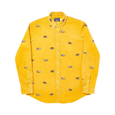 Pre-owned Palace X Ralph Lauren Embroidered Corduroy Gti Shirt 'palazzo Yellow'