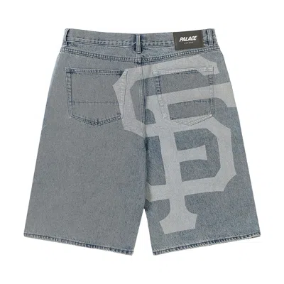 Pre-owned Palace X San Francisco Giants Denim Short 'stone Wash' | Grey | Men's Size 34 In Gray