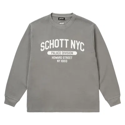 Pre-owned Palace X Schott Waffle Long-sleeve 'grey' | Men's Size L In Gray