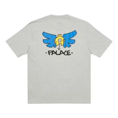 Palace X Slap Magazine Crossover Angel Cartoon Funny Pattern Printing Short Sleeve Unisex Gray In White