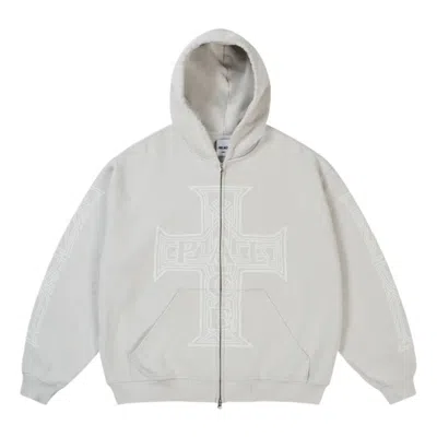 Palace Y So Cross Pigment Hoodie 'concrete Grey' In Gray