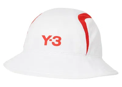 Pre-owned Palace Y3 Bucket Hat In White/red