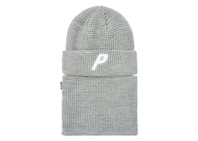 Pre-owned Palace Zip Off Facewarmer P Beanie In Grey Marl