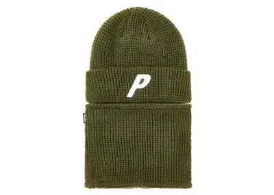 Pre-owned Palace Zip Off Facewarmer P Beanie In The Deep Green