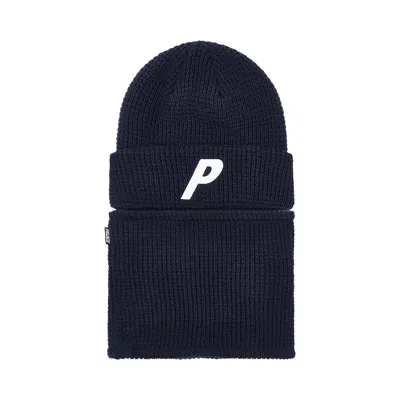 Pre-owned Palace Zip Off Facewarmer P Beanie 'navy' In Blue