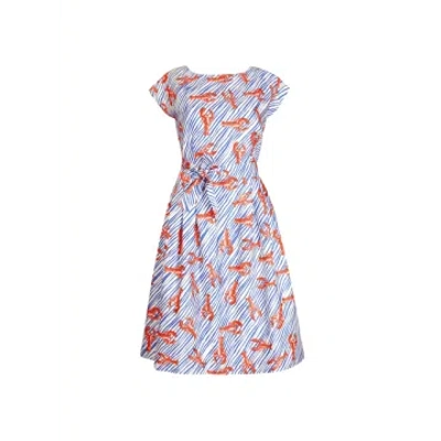 Palava Beatrice Cap Lobster Dress In Ivory In Blue
