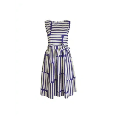 Palava Mabel Dress In Navy Box Stripe In Blue/white