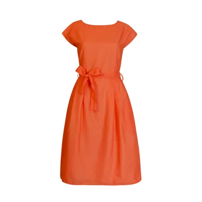 Palava Women's Yellow / Orange Beatrice Dress - Coral Cotton In Yellow/orange