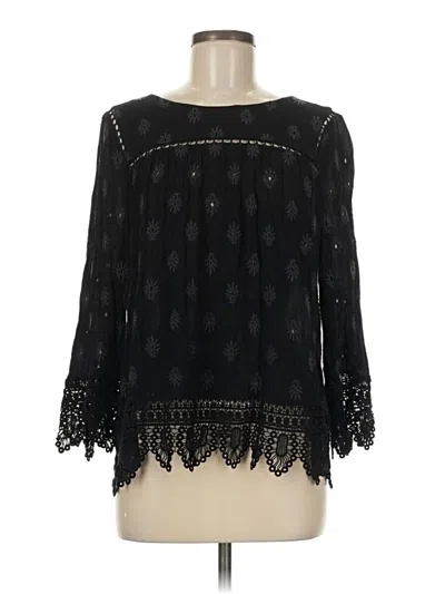 Pre-owned Pale Sky 3/4 Sleeve Blouse In Black