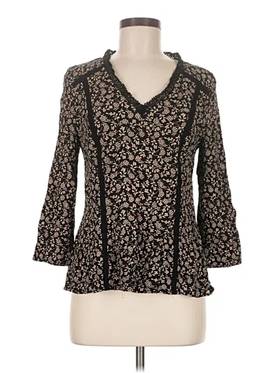 Pre-owned Pale Sky 3/4 Sleeve Blouse In Black